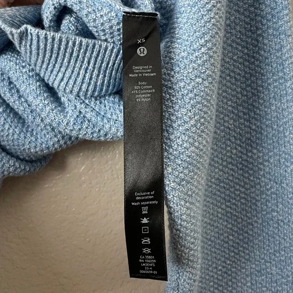 Lululemon Sweater Mens XS Blue Textured Knit Crewneck Coolmax Pullover M3ENFS - Picture 10 of 11
